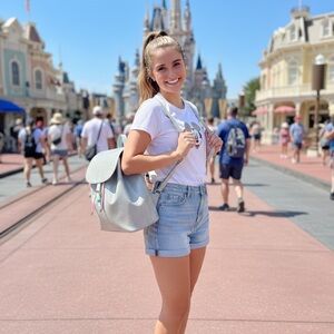 Stoney Clover Lane Silver Glitter Flap Backpack - Mint & Pink